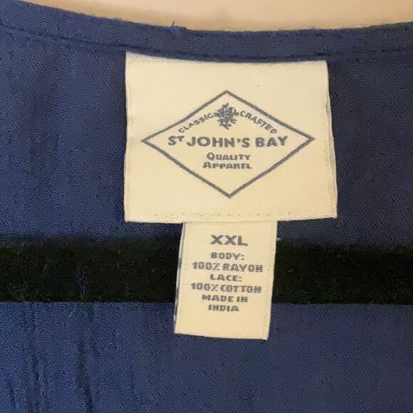 NWT St. John's Bay Blue Tie Front Blouse - Size XXL - Picture 8 of 12